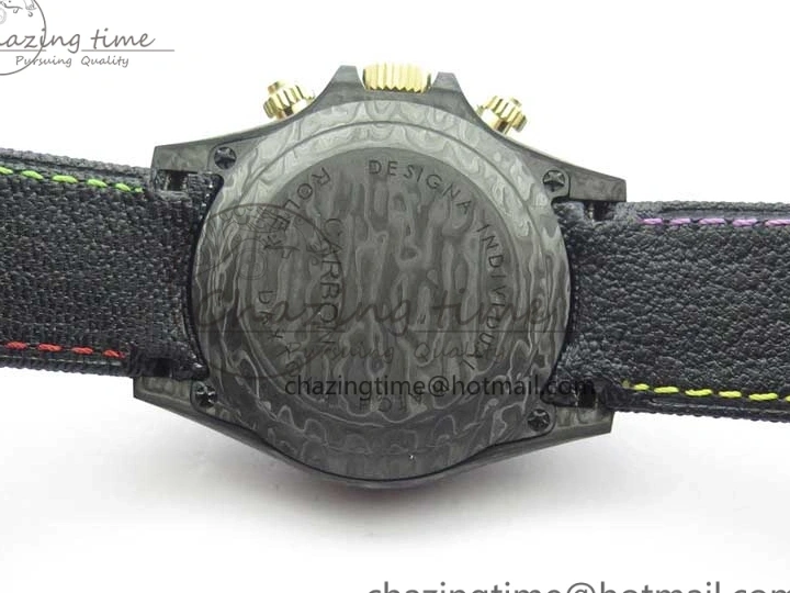 Good Copy Rolex Watches On Edition Carbon Black Strap Diw Dial Pink V Daytona EyeCatching A7750 Best WWF Nylon 2890 0111